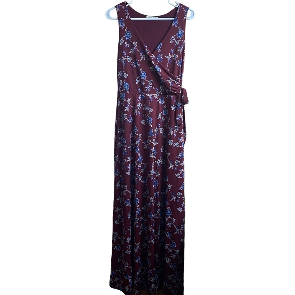 GILLI Burgundy Floral Sleeveless Maxi Dress Size XS